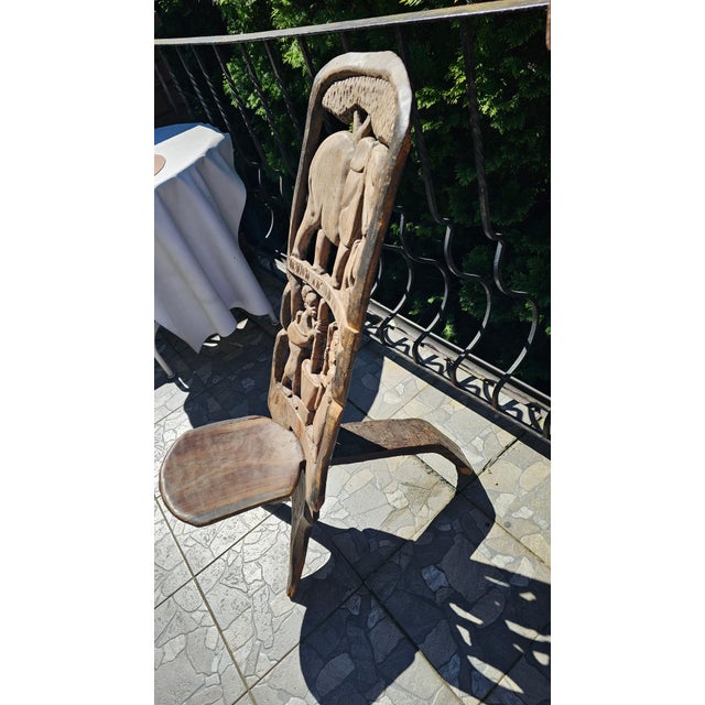 Hand-Carved African Tribal Ceremonial Chair, 1950s For Sale - Image 6 of 13