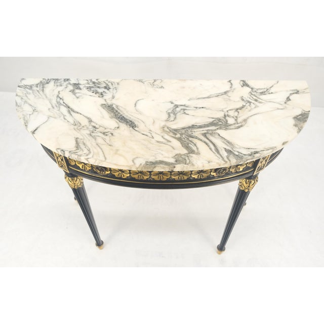 Demilune Marble Top One Drawer French Style Gilt Console on Fluted Legs MINT