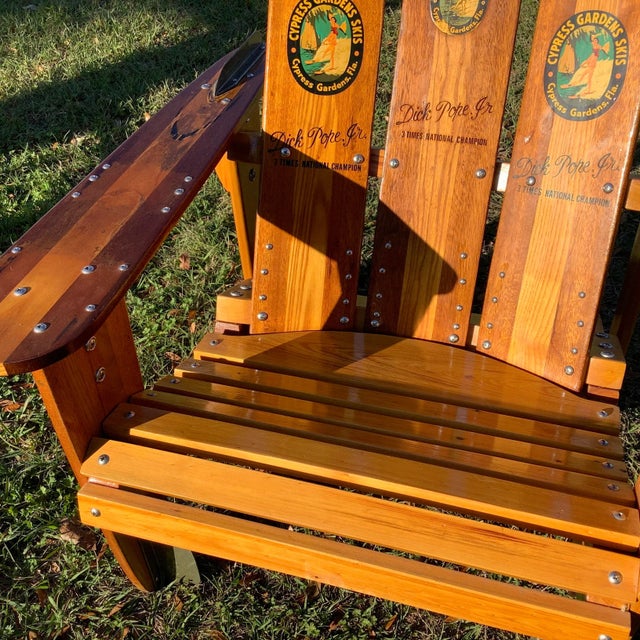 1950s One of a Kind, Dick Pope Jr Cypress Gardens Water Ski Adirondack Chairs Set of 2 For Sale - Image 9 of 11