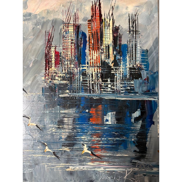 1980s Mid Century Modern Oil Painting signed and dated Katz 1985 For Sale In New York - Image 6 of 8