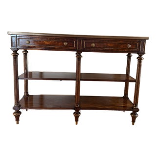 Alexander Theodore Burl Wood,brass Mounted, Console With Hand Crafted Brass Knobs. For Sale