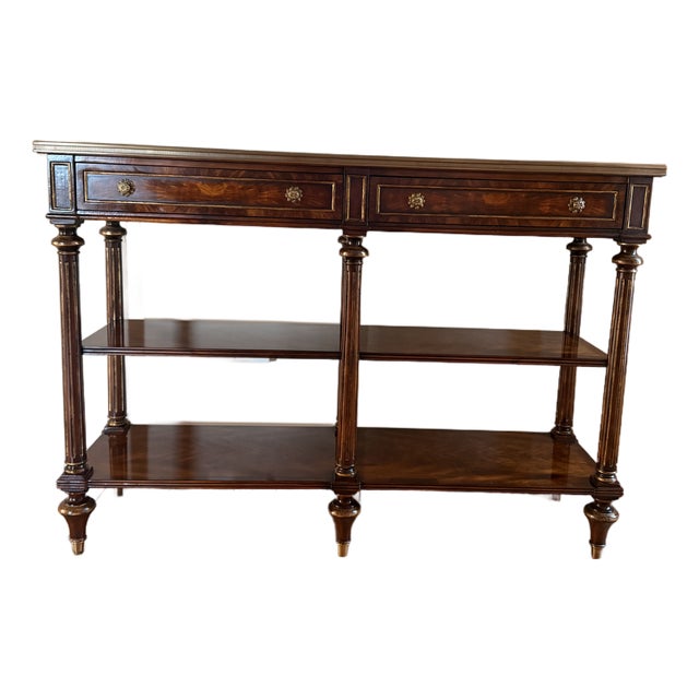 Alexander Theodore Burl Wood,brass Mounted, Console With Hand Crafted Brass Knobs. For Sale