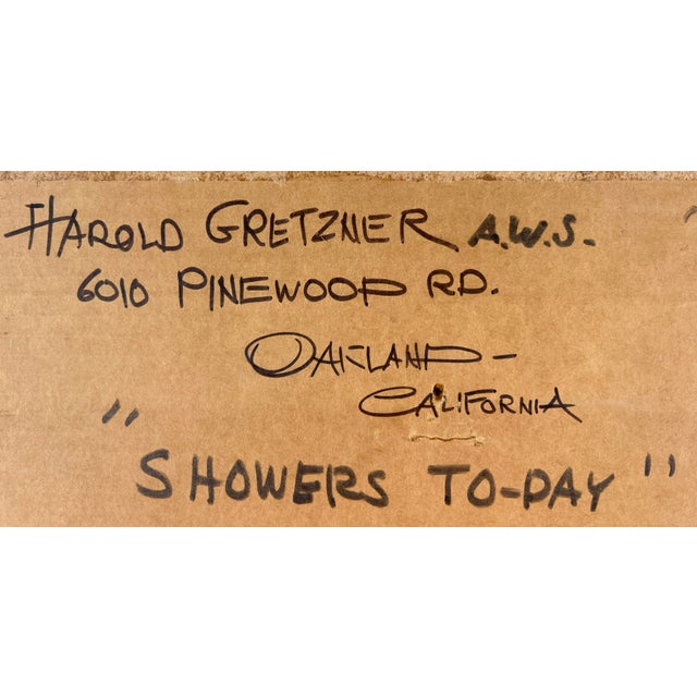 Paint "Showers Today" San Francisco's Chinatown on an Overcast Day Original Watercolor by Harold Gretzner For Sale - Image 7 of 8