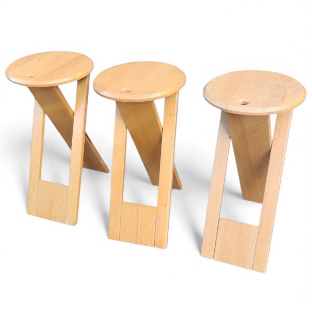 Wood Vintage Suzy Folding Stools in Beech by Adrian Reed, 1980s, Set of 2 For Sale - Image 7 of 14