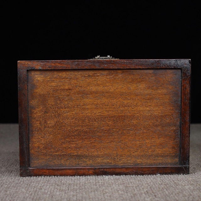 Brown Chinese Huali Rosewood Box With Burl Wood Panel For Sale - Image 8 of 10