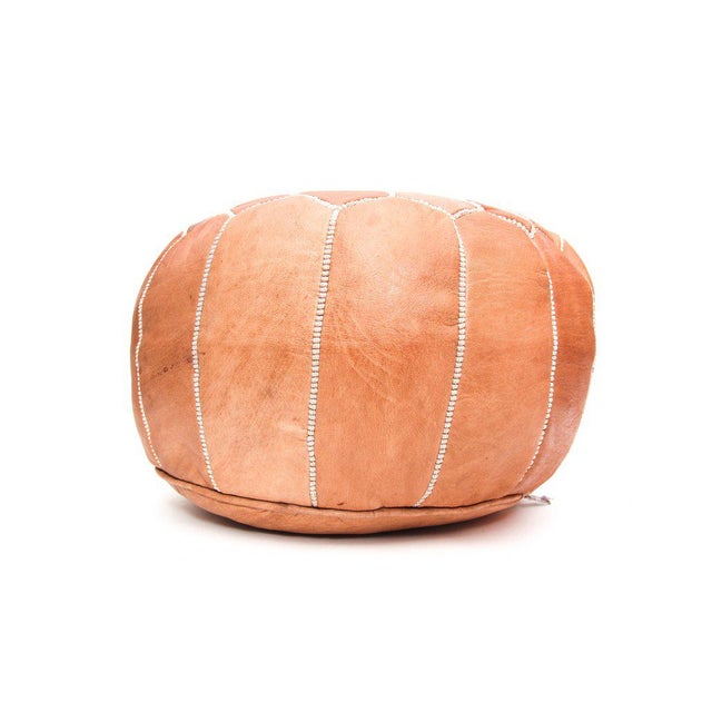 Atlas Tan Leather Pouf Chairish