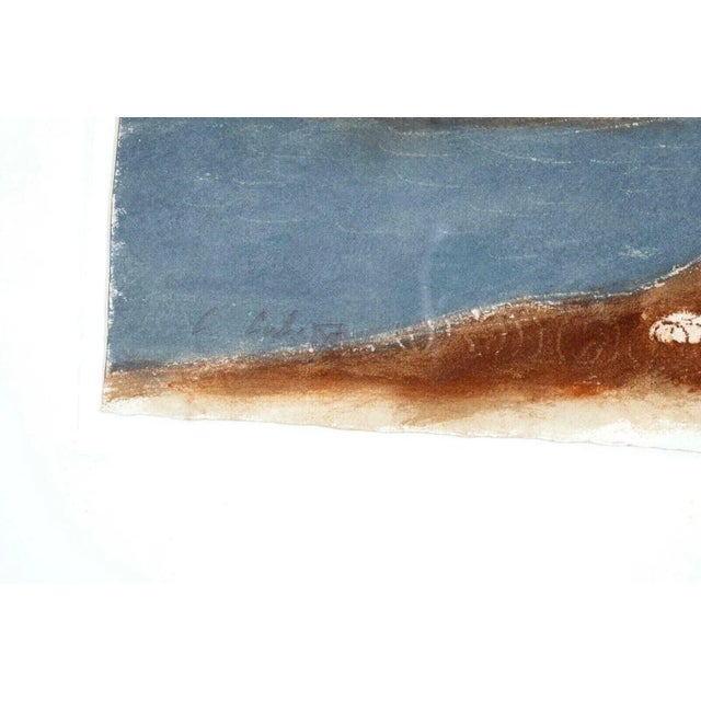 Paper Charles Culver Signed Sea & Mountains Modern Pastel Drawing on Paper Framed 1950 For Sale - Image 7 of 9