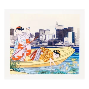 Women Gathering Lotus Flowers Ii, After Harunobu, Michael Knigin, Pigment Print