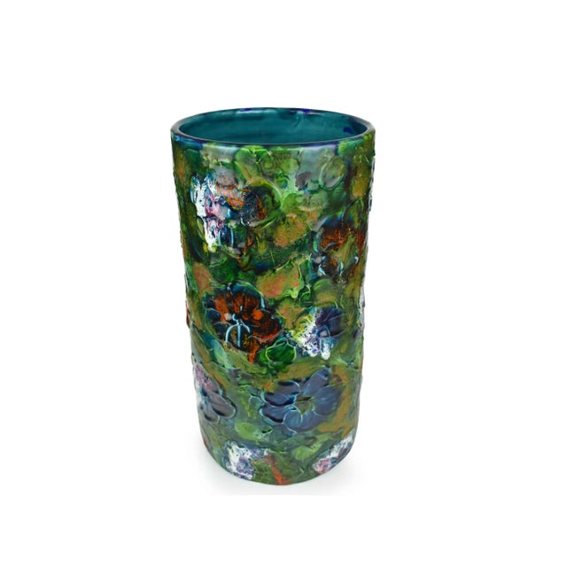 Mid 20th Century Mid 20th Century Handmade Hand Painted Italian Pottery Umbrella Stand For Sale - Image 5 of 12