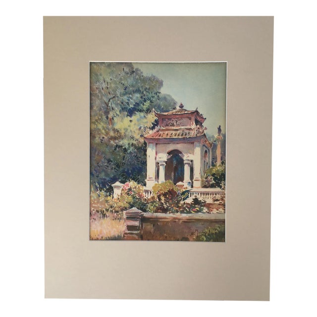 Vintage Matted Lithograph View of Indo-China by Marius Hubert-Robert, 1933 For Sale
