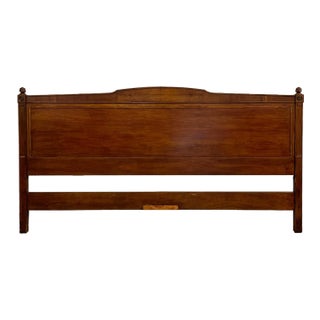 Arched King Headboard Vintage Transitional Cherry Color Wood Panel Ornate For Sale