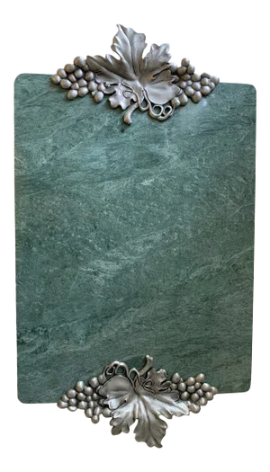 Vintage 1991 Marble Slab Tray with Pewter Etain Zinn Canada