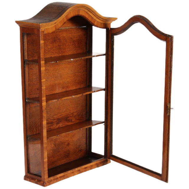 Small Antique Baroque Hanging Display Cabinet in Walnut, 1800 For Sale - Image 4 of 18