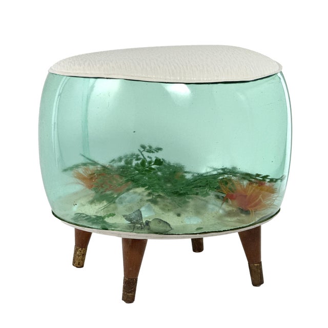 1960s Vintage 1960s Mid-Century Modern Inflatable Aquarium Stool Ottoman Fish Tank Footstool For Sale - Image 5 of 16