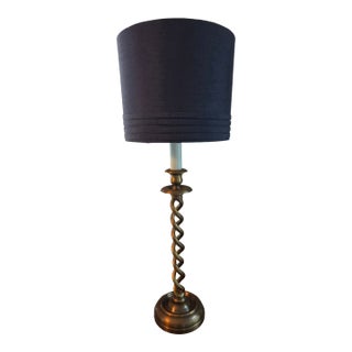 Late 20th Century Brass Finish Twist Candlestick Lamp For Sale