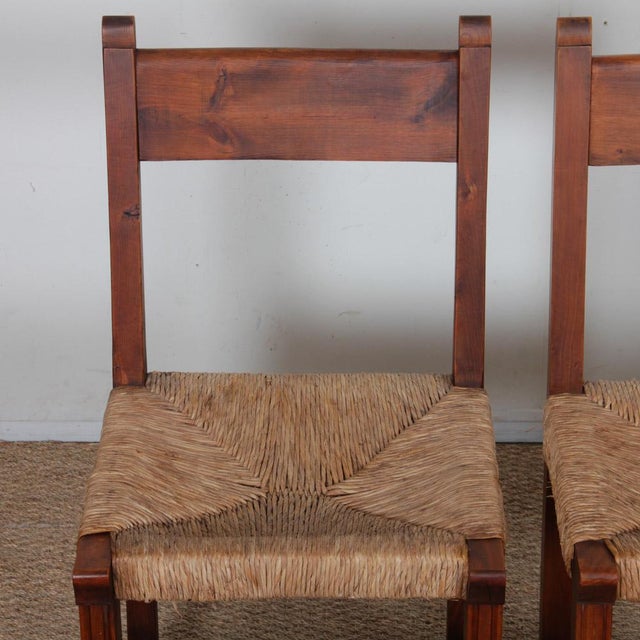 Vintage French Straw-Seated Wooden Chairs, 1950, Set of 6 For Sale - Image 11 of 18