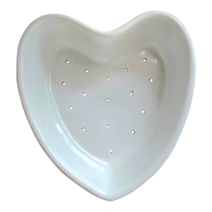 Vintage Apilco France Heart Shaped Porcelain Colander / Berry Bowl