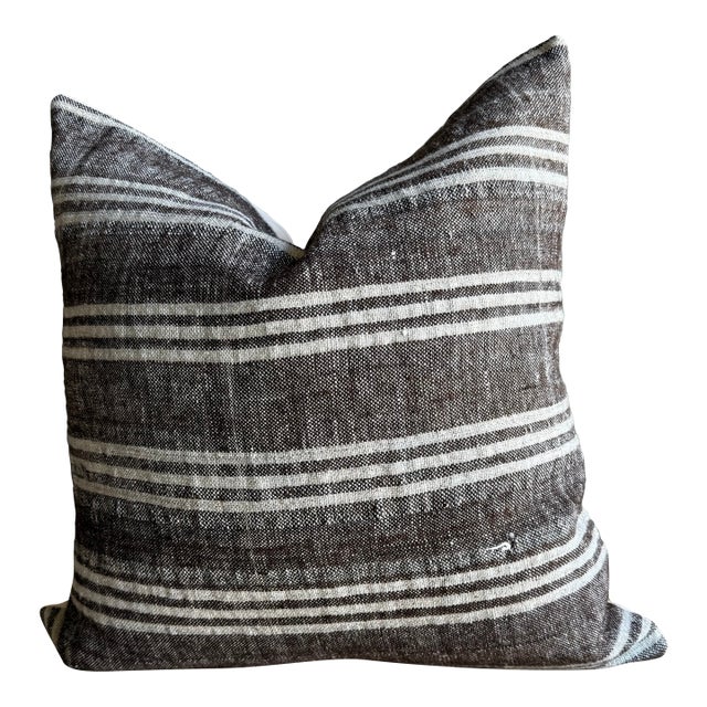 Vintage Turkish Rug Hemp Pillow With Down Insert 22" X 22" For Sale