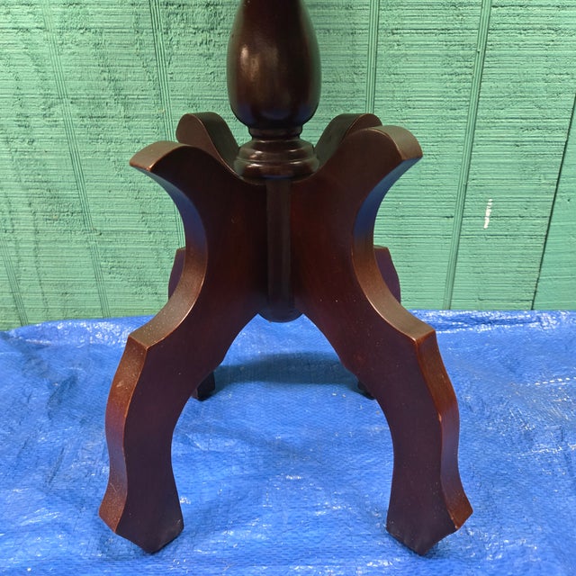 Wooden Small Mahogany Table Bases With Marble Tops For Sale - Image 12 of 12