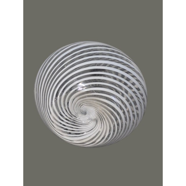 Late 20th Century Vintage Italian Art Glass Attributed Murano White Swirl Small Bud Vase For Sale - Image 5 of 6