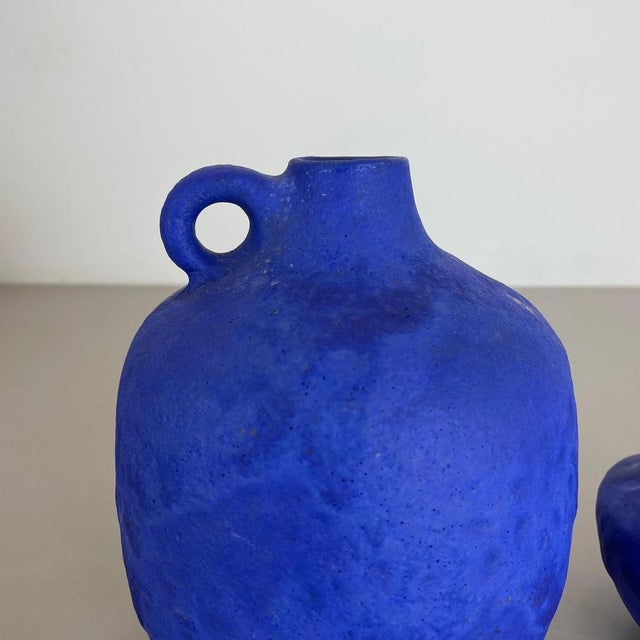 Blue Ceramic Studio Pottery Vases by Hartwig Heyne Ceramics, Germany, 1970s, Set of 2 For Sale - Image 8 of 18