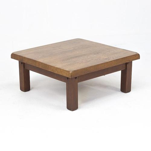 1960s Mid-Century Brutalist Rustic Oak Farmhouse Coffee Table For Sale - Image 5 of 9
