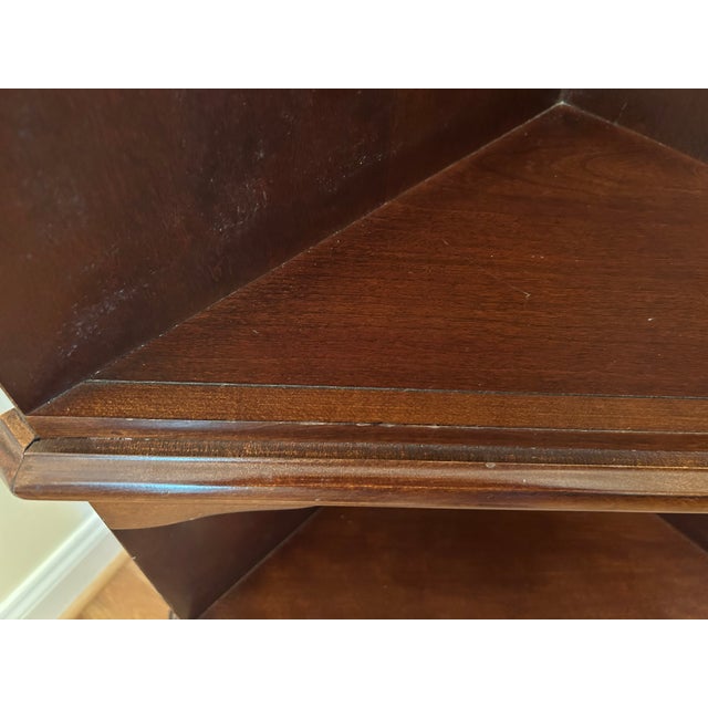Vintage Hooker Furniture Illuminated Traditional Cherry Open Corner Cabinet For Sale - Image 9 of 10