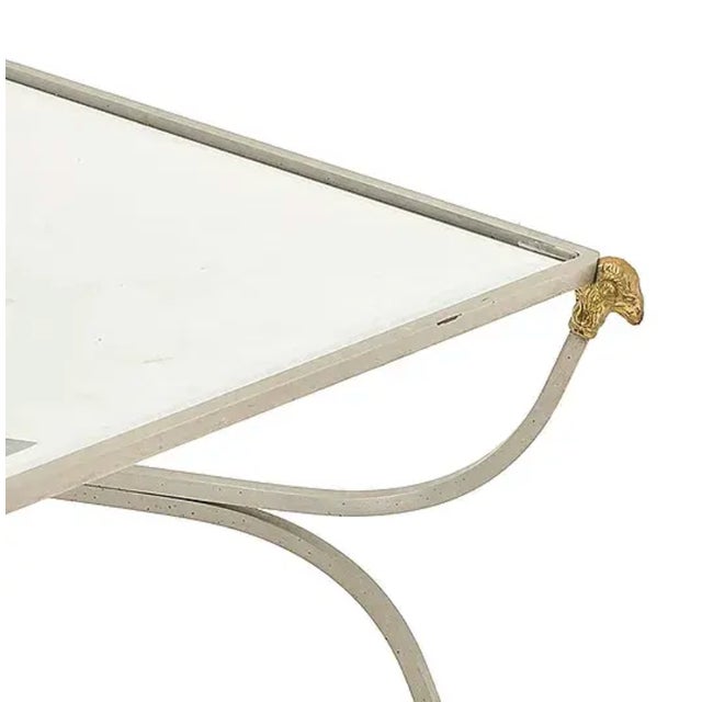 1960s Maison Jansen Brushed Steel & Brass Hoof Foot Coffee Cocktail Table For Sale - Image 5 of 6