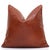 Luxury Cognac Genuine Leather Throw Pillow 18x18 | Handmade Full-Grain Leather Cushion For Sale - Image 4 of 9