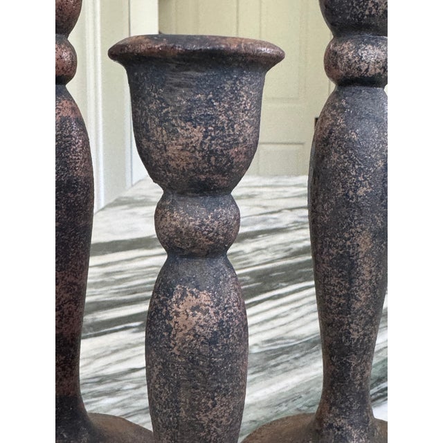 Spanish Revival Vintage Metal Candle Stick Holders - Set of 3 For Sale - Image 10 of 15