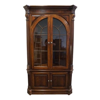 Ethan Allen Newport Collection Solid Cherry Traditional Style 51" Corner Curio Cabinet 34-6438 - Belmont 570 Finish For Sale