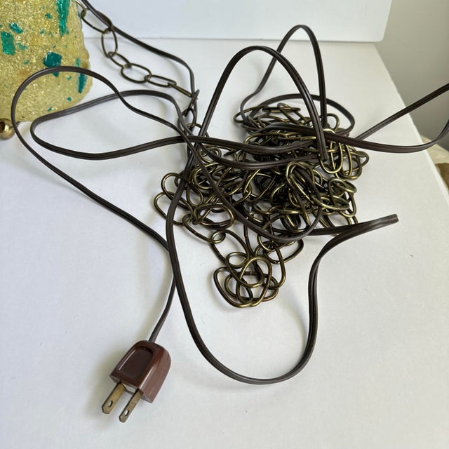 Mid Century Modern Lucite Swag Lamp Yellow Green Blue Chunky Acrylic Rock Candy Hanging Pendant Light For Sale - Image 9 of 12