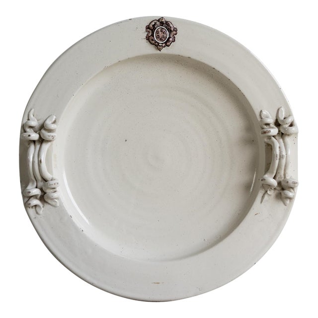 Large Vintage Italian White Glazed Majolica Pottery Charger/Platter, Mid 20th Century For Sale