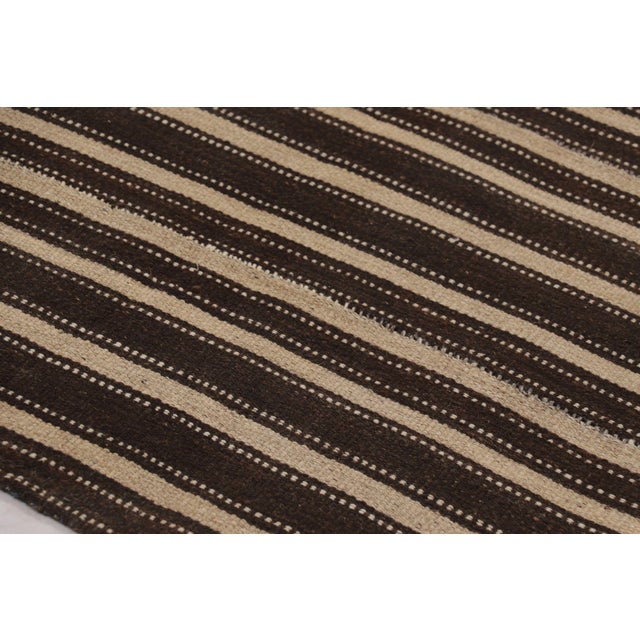1950s Vintage Persian Striped Kilim in Brown and Beige Geometric Stripes - Rug & Kilim For Sale - Image 5 of 8