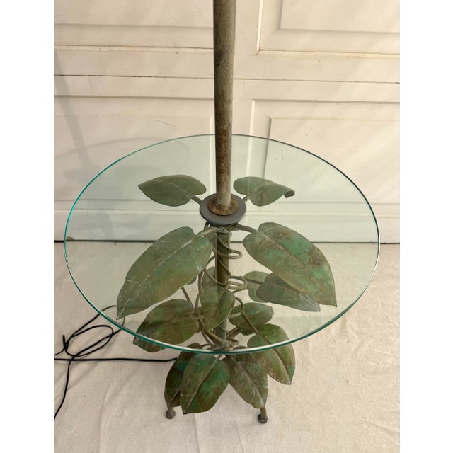 1970s Frederick Cooper Sculptural Tôle Vine Floor Lamp With Glass Table For Sale - Image 9 of 12