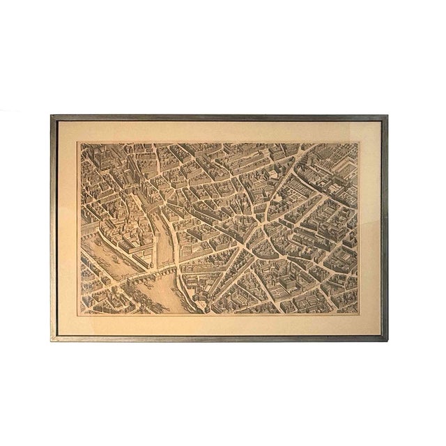 Pair of vintage Louvre iIssued fine quality art prints depicting the Turgot map of Paris, originally commissioned by...