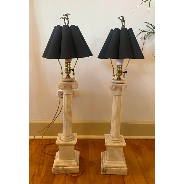 Early 20th Century Alabaster Column Lamp - a Pair For Sale - Image 11 of 11