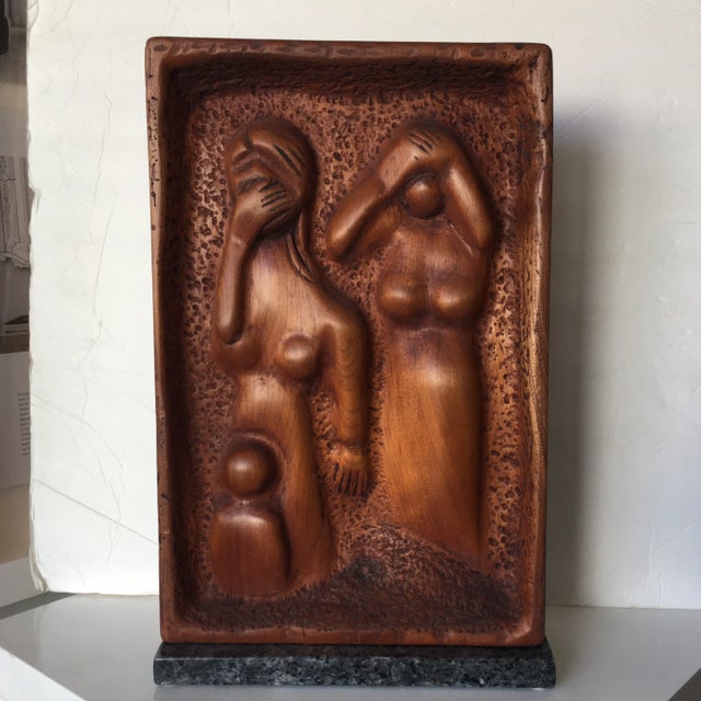 J. Terkiel Carved Wood Relief Sculpture Signed, Titled and Dated For Sale - Image 13 of 13