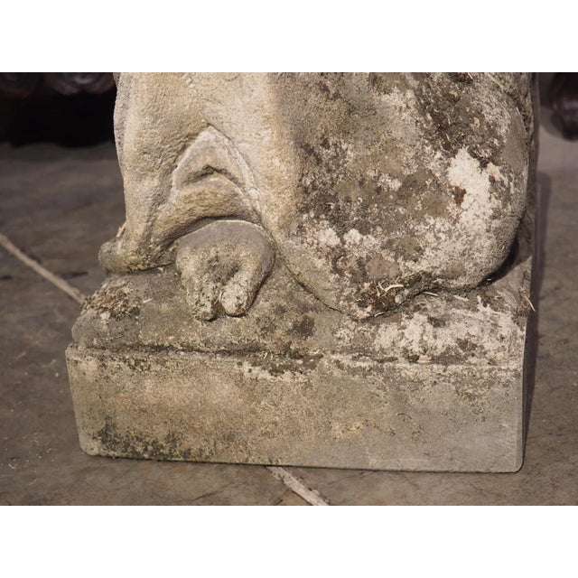 Carved Italian Limestone Statue of a Woman Holding a Bird For Sale - Image 9 of 13