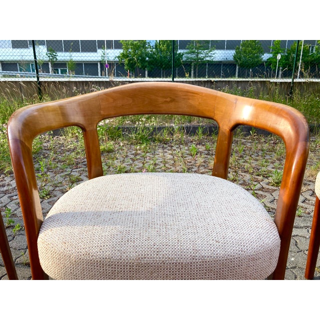 Mid-Century Round Walnut Chair, 1960s, Set of 4 For Sale - Image 4 of 13