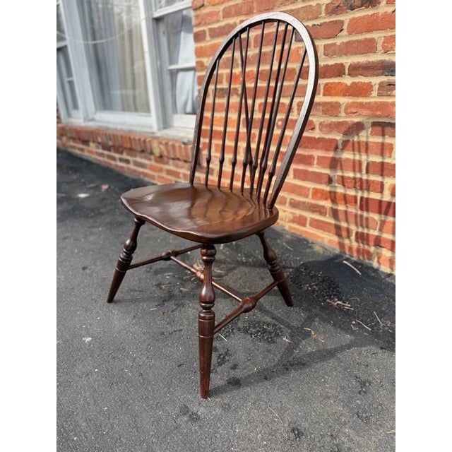 Vintage Windsor Style Hoop BraceBack Oak Side Chair For Sale - Image 4 of 18