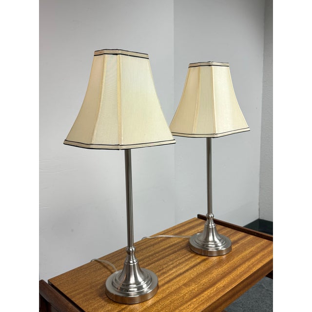 European Candlestick Table Lamps, Pair For Sale - Image 4 of 12