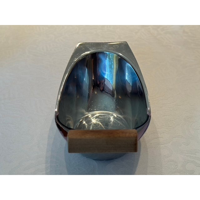 Wood 1960s Scandinavian Modernist Stainless Steel & Teak "Crescent" Server by Arthur Salm For Sale - Image 7 of 12