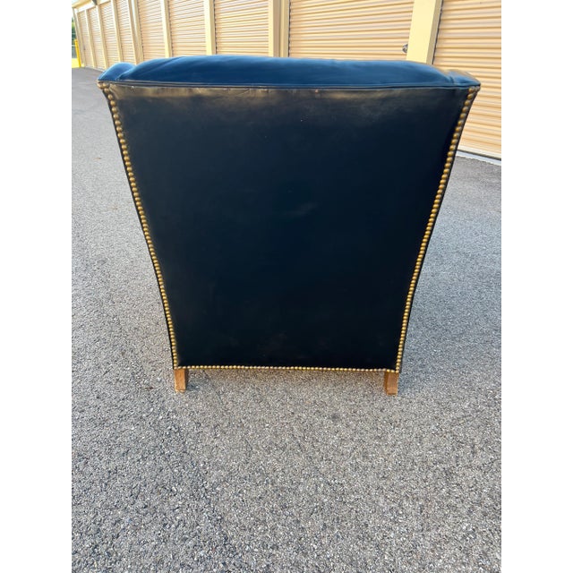 Heritage 1971 Vintage Heritage Black Leather Armchair With Ottoman For Sale - Image 4 of 6