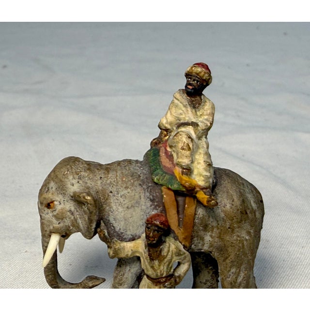 Antique 19th Century Mini Cold Painted Austrian Vienna Bronze Elephant Statue For Sale - Image 4 of 9