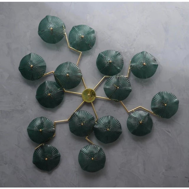 Mid-Century Murano Art Glass and Brass Chandelier / Wall Light, 1980s For Sale - Image 9 of 10