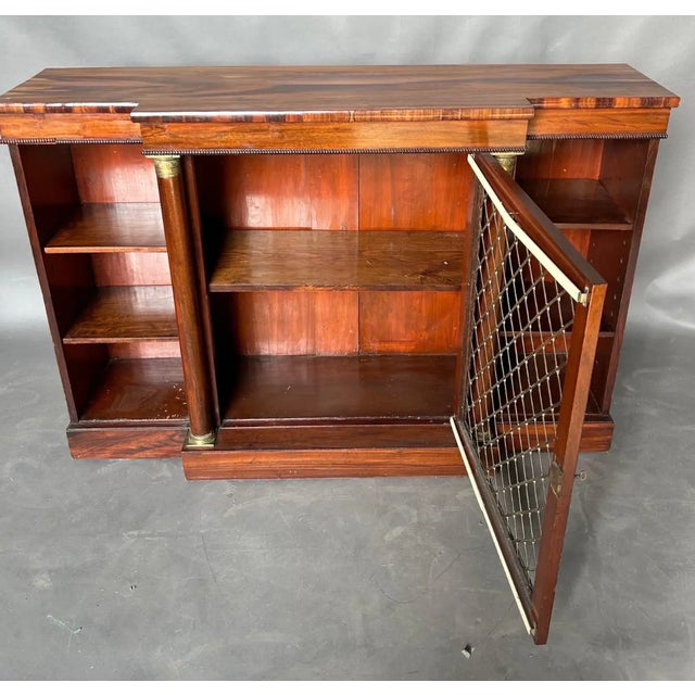 Traditional Early 19th Century Regency Period Rosewood Credenza or Bookcase With Bronze Capitols and Grillwork For Sale - Image 3 of 5