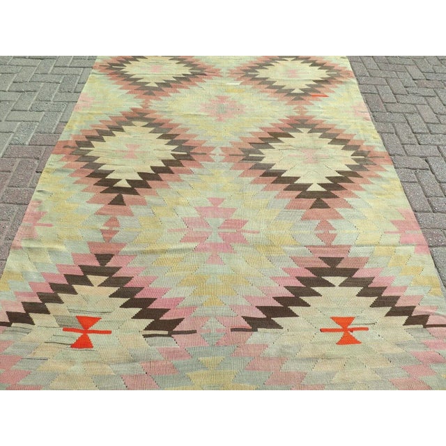 Mid-Century Modern 1960's Vintage Turkish Kilim - 64"x102" For Sale - Image 3 of 11