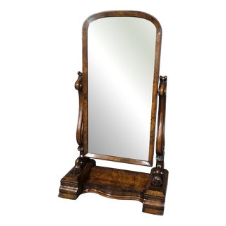 Burr Walnut Cheval Mirror, 1880s For Sale