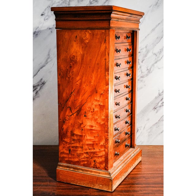 Amazing Antique Wellington Cabinet 19th Century English Wooden 10 Drawer Chest Collector Storage English Home Decor For Sale - Image 4 of 17